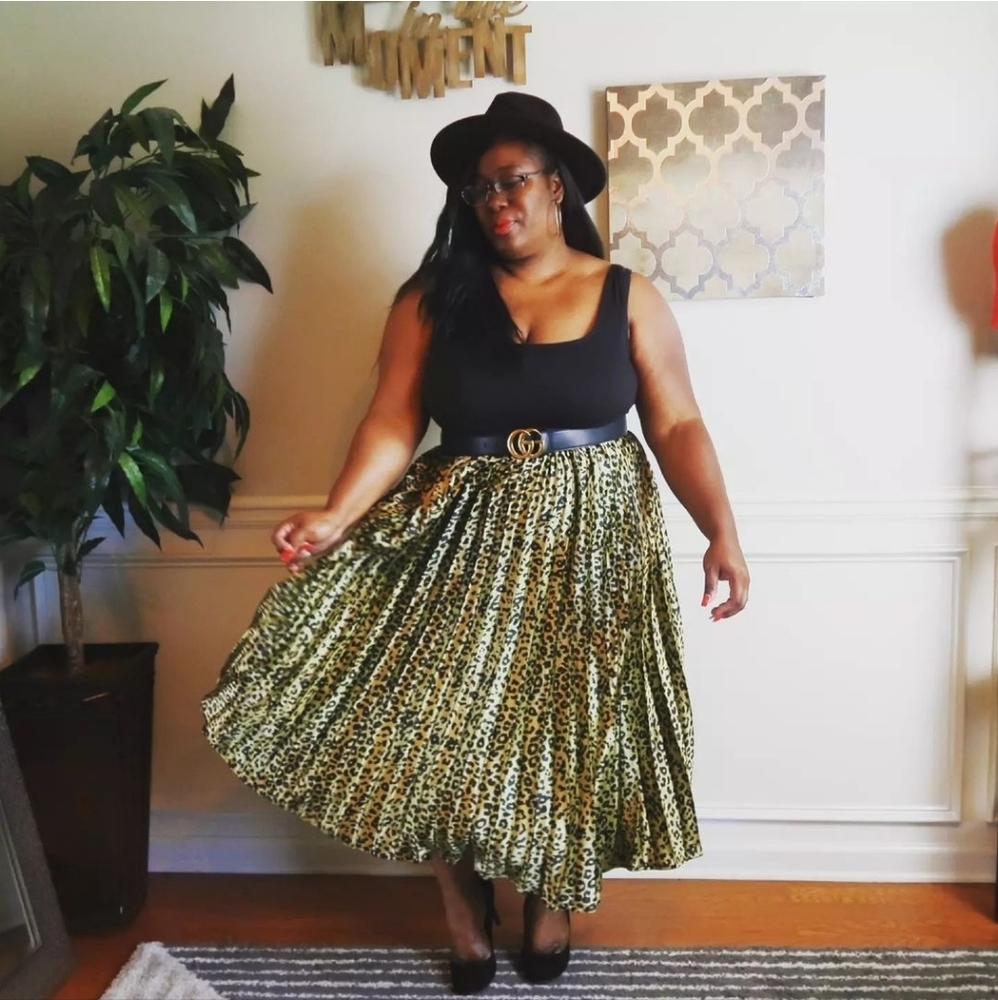 Animal Print Olive Green Skirt